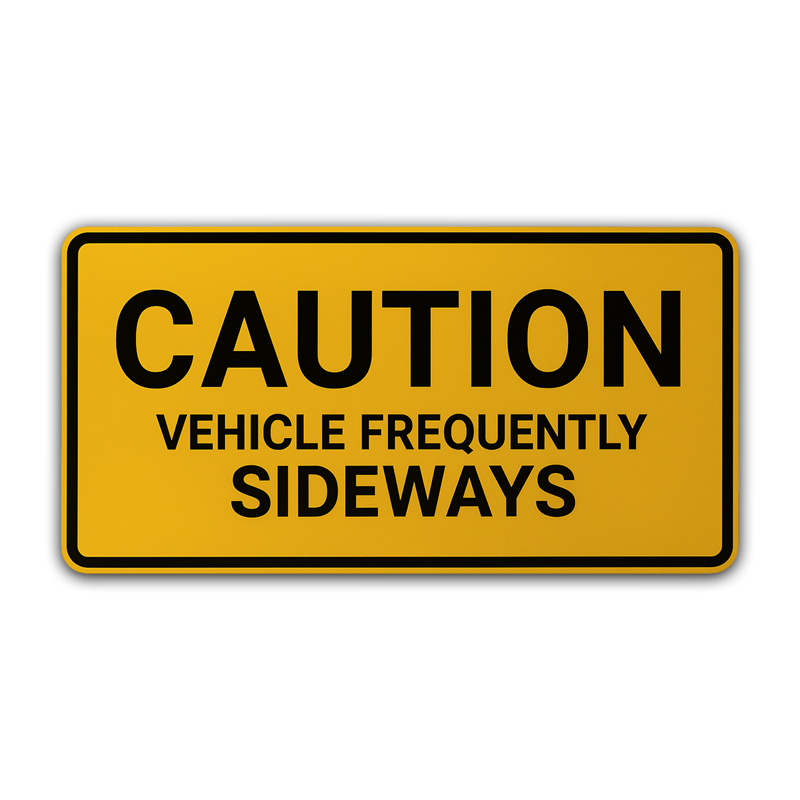 Caution: Vehicle Frequently Sideways Sticker
